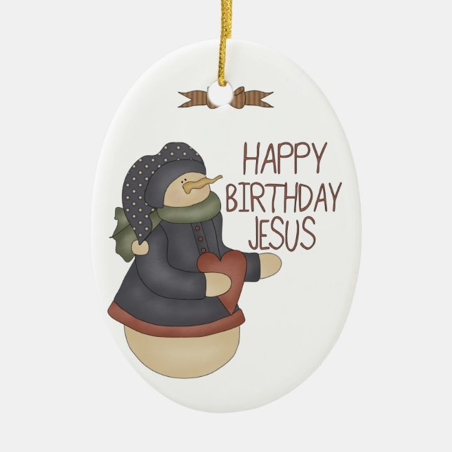 Grattis på födelsedagen Jesus Julgransprydnad Keramik (Framsidan)