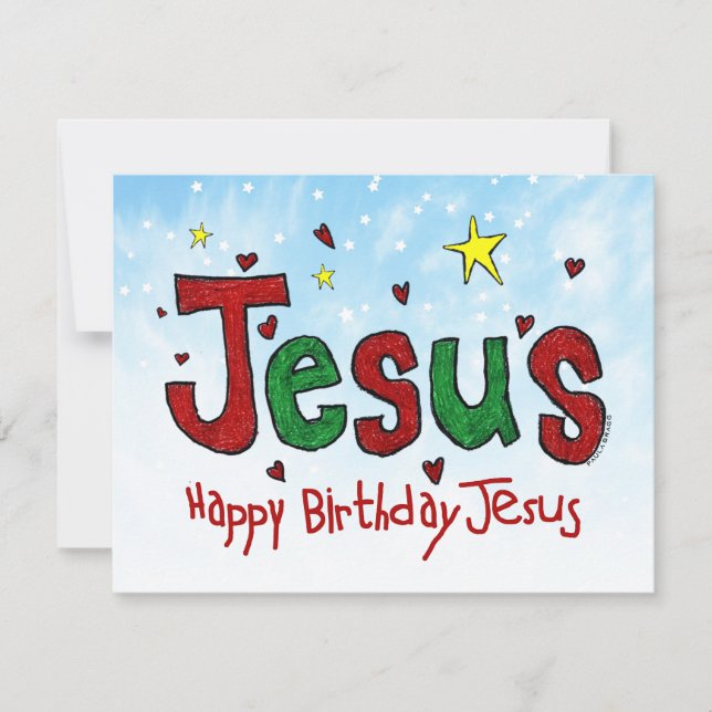 Grattis på födelsedagen Jesus Julkort (Framsida)