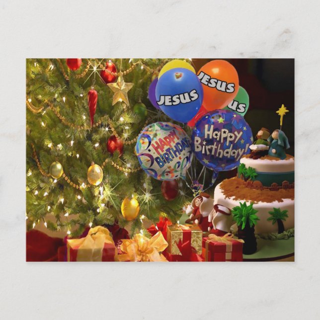 Grattis på födelsedagen Jesus, julkort Helg Vykort (Framsida)