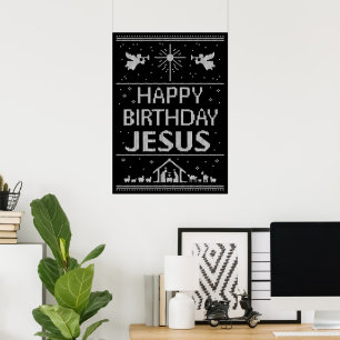 Grattis på födelsedagen Jesus Julsötare Christian Poster