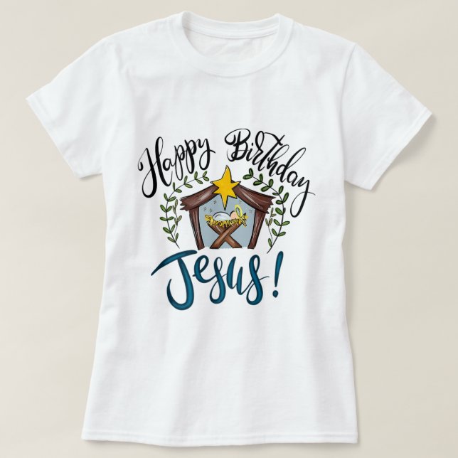 Grattis på födelsedagen Jesus Julsötare Christian T Shirt (Design framsida)