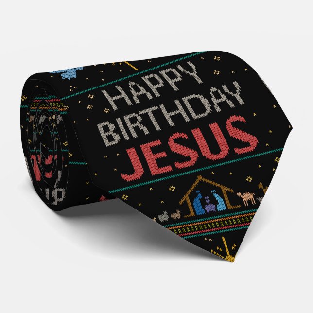 Grattis på födelsedagen Jesus Julsötare Religiösa Slips (Rullad)