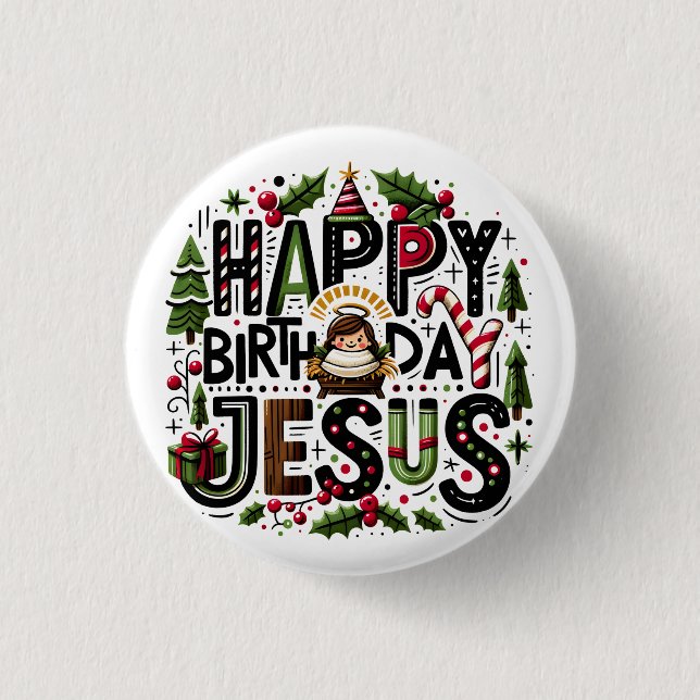 Grattis på födelsedagen Jesus Knapp (Framsida)