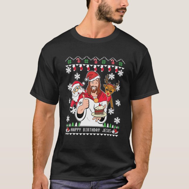 GRATTIS PÅ FÖDELSEDAGEN JESUS Kristna jul Kvinnor  T Shirt (Framsida)