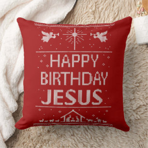 Grattis på födelsedagen Jesus Kristus Nativitet Kudde