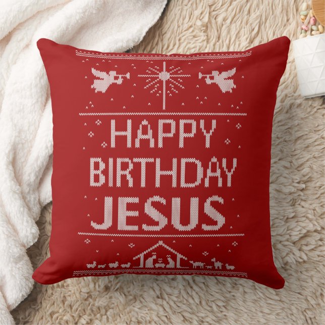 Grattis på födelsedagen Jesus Kristus Nativitet Kudde (Filt)