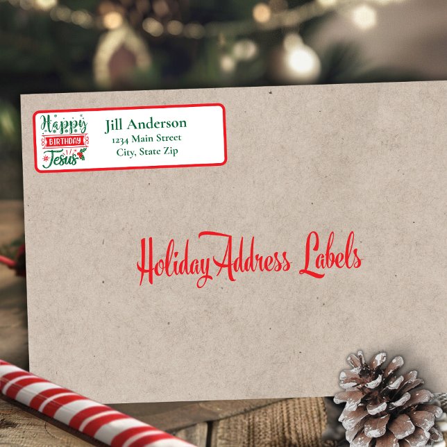 Grattis på födelsedagen Jesus Returadress Etikett (Happy Birthday Jesus Christmas Return Address Label)
