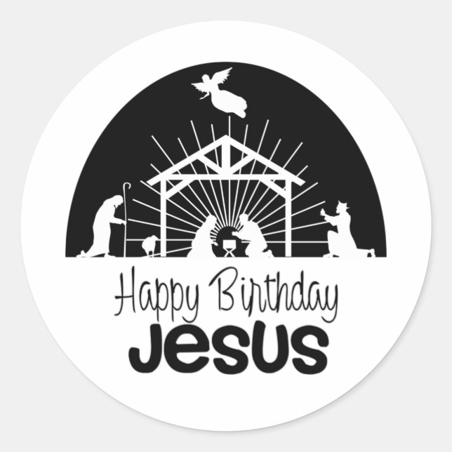 Grattis på födelsedagen Jesus Runt Klistermärke (Framsida)