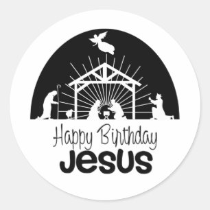 Grattis på födelsedagen Jesus Runt Klistermärke
