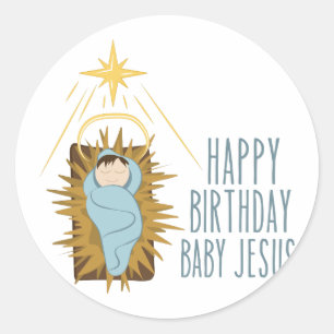 Grattis på födelsedagen Jesus Runt Klistermärke