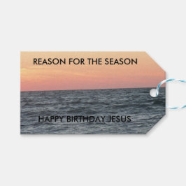 Grattis på födelsedagen Jesus San Serif Geometric Presentetikett