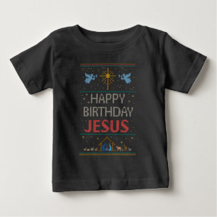 Grattis på födelsedagen Jesus Ugly Kristus julsöta Tee Shirt
