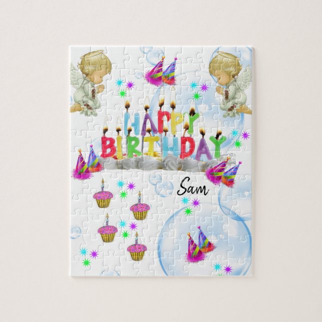 Grattis på födelsedagen Jigszawa Puzzle Twin Ängla Pussel (Vertikal)