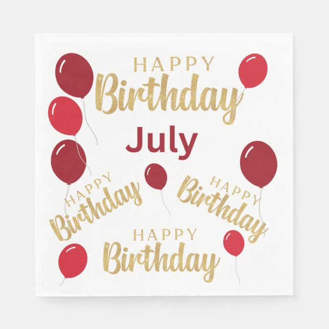 Grattis på födelsedagen juli födelsedagar Papperss Pappersservett (Framsidan)
