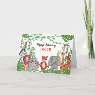 Grattis på födelsedagen jungle Animals Kort