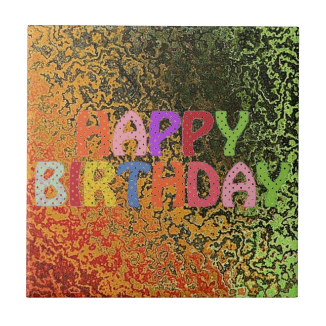 Grattis på födelsedagen kakelplatta (Framsidan)