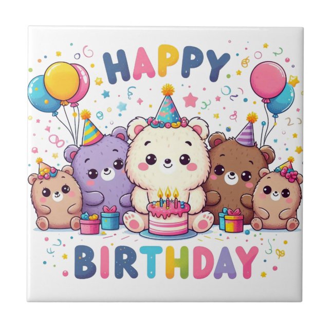 Grattis på födelsedagen kakelplatta (Framsidan)