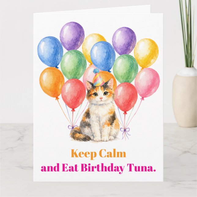 Grattis på födelsedagen Kalico Katt Djur Kort (Framsida)