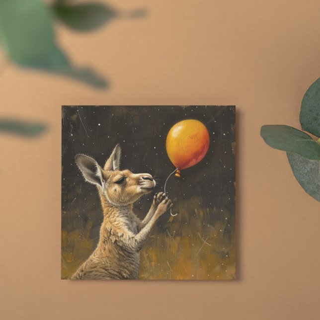Grattis på födelsedagen, Kangaroo med ballong Julkort (Skapare uppladdad)