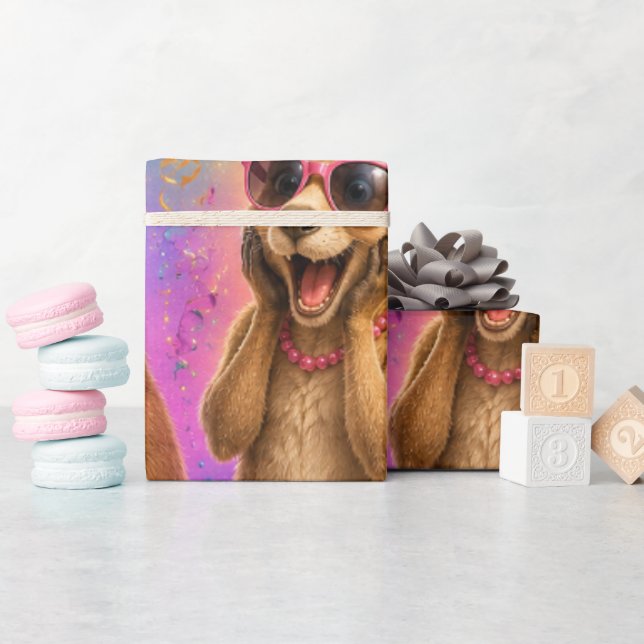 Grattis på födelsedagen känguru presentpapper (Baby Shower)