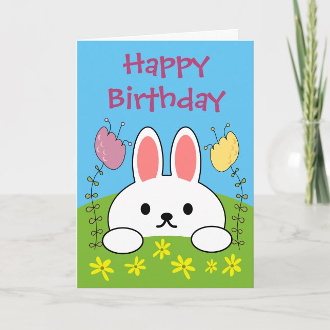 Grattis på födelsedagen Kanin Rabbit Kort (Framsida)