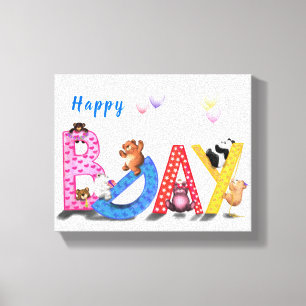 Grattis på födelsedagen Kanvastryck Bears Party