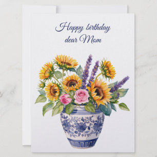 Grattis på födelsedagen kära mamma & bukett blommo julkort