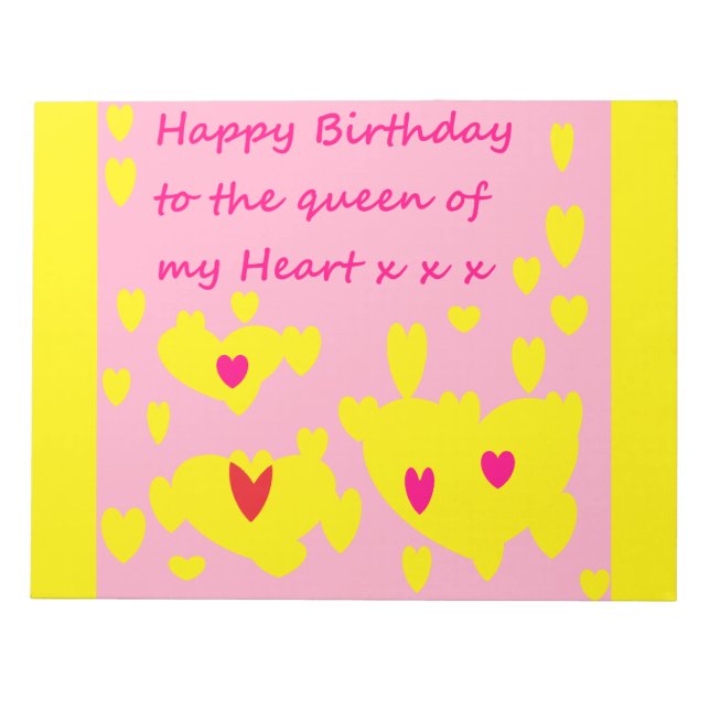 Grattis på födelsedagen kärlek-meddelande om en an anteckningsblock (Framsida)