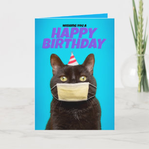 Grattis på födelsedagen Katt i Coronavirus Ansikte Helgkort