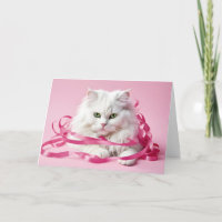 Grattis på födelsedagen Katt i Rosa Rosett band