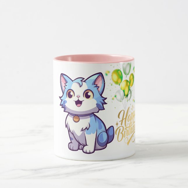 Grattis på födelsedagen Katt Kaffe Mugg – Söt Pres (Center)