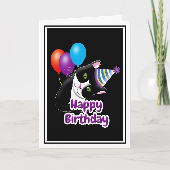 Grattis på födelsedagen katt kort (Framsida)
