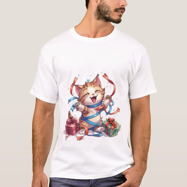 Grattis på födelsedagen Kattfirande ✨🎉 T Shirt (Framsida)