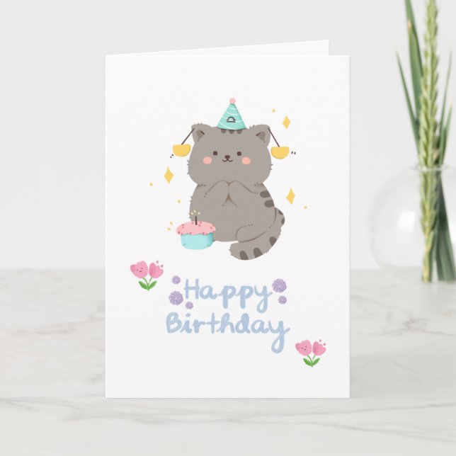 Grattis på födelsedagen kattkort kort (Framsida)