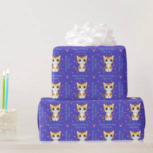 Grattis på födelsedagen Kawaii Cat Personlig prese Presentpapper