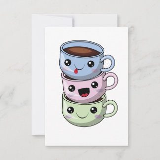 Grattis på födelsedagen Kawaii Kaffe koppar Tack Kort