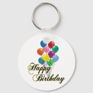 Grattis på födelsedagen Keychain- D4 Nyckelring
