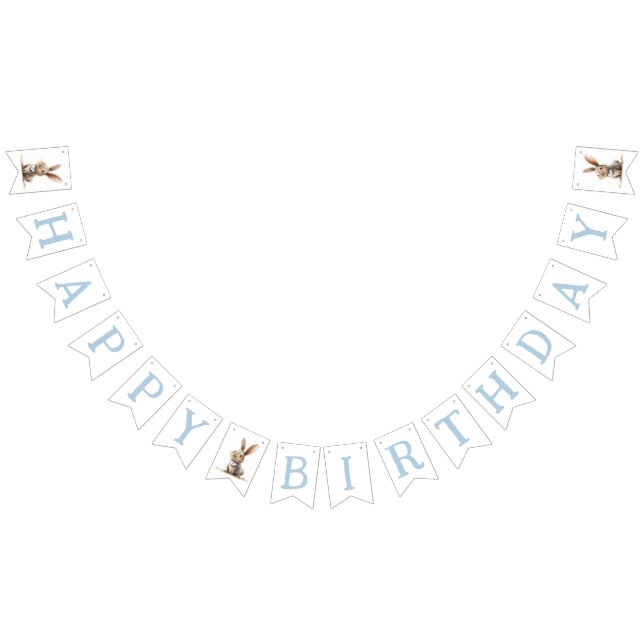 Grattis på födelsedagen Kids Bunny Birthday Blue Vimplar (Alla)