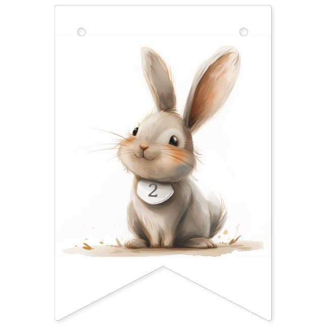 Grattis på födelsedagen Kids Bunny Birthday Rosa Vimplar (Första flaggan)