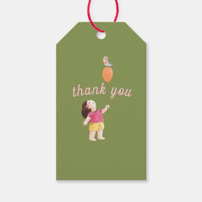 Grattis på födelsedagen Kids Girl Tack Presentetikett (Framsidan)