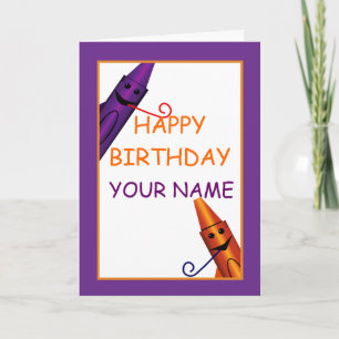 Grattis på födelsedagen Kids Namn Crayon Design Hä Kort