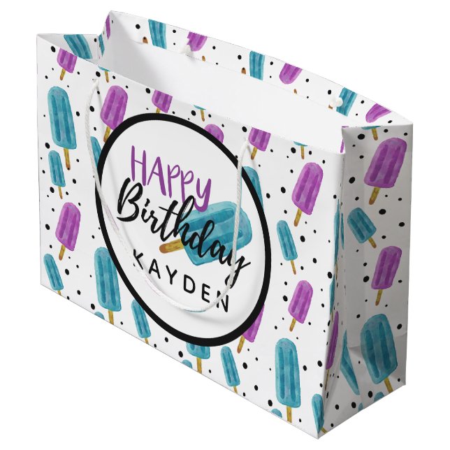 Grattis på födelsedagen Kid's Namn Sommar Glasspin (Baksidan Vinklad)