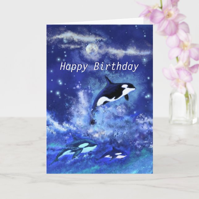 Grattis på födelsedagen - Killer Whales på helmåns Kort (Orkide)