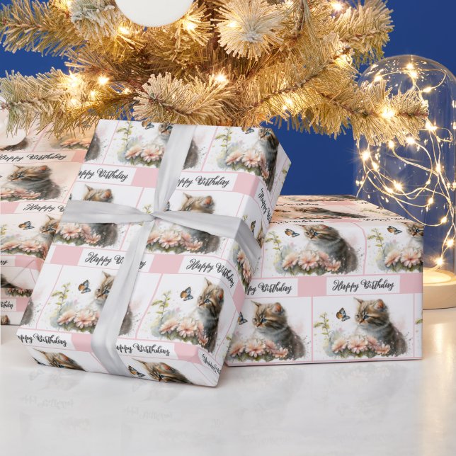Grattis på födelsedagen Kitten i Garden Presentpapper (Helgdagar)