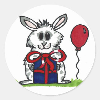 grattis på födelsedagen! Knubbig Bunny Design Runt Klistermärke