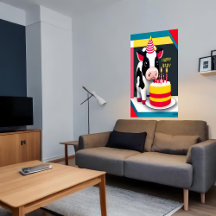 Grattis på födelsedagen, ko, kaka| AI Art Poster