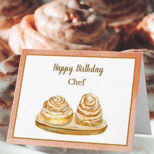 Grattis på födelsedagen kock Vattenfärg kanelbulle Kort