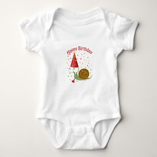  Grattis på födelsedagen! Konfetti Snigel Tee (Framsida)