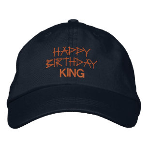 Grattis på födelsedagen KONUNG Tryckt text Firar-H Broderad Keps