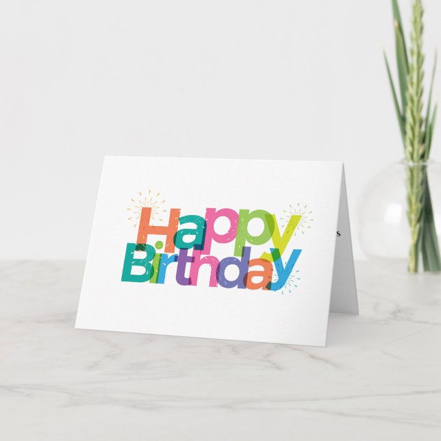 Grattis på födelsedagen kort ("Bursting with color, bursting with joy - Happy Birthday")